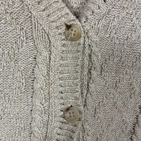 Vintage Liz Wear Womens Vest Large Beige Sweater Cable Knit Buttons Academia USA - Picture 2 of 8